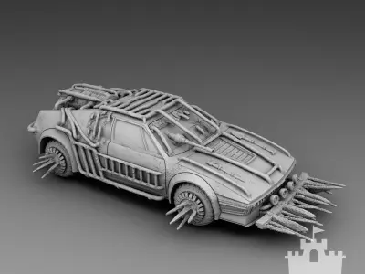 Sports car with spikes 3D print model