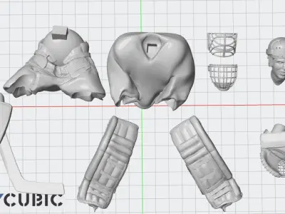 Vintage hockey goalie Inspired Hasek Osgood pose 3D print model 3D print model