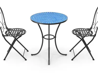 Mosaic Table And Chair Set Low-poly 3D model
