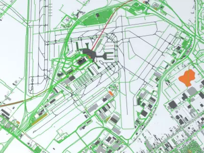 Amsterdam Schiphol AMS Airport Roads Buildings and Public Trans 3D model