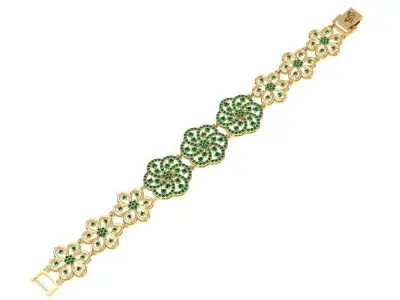 Flower Diamond Bracelet Jewelry  1350 3D print model