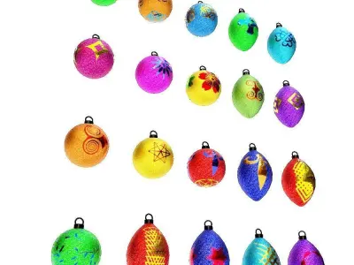 Christmas tree ball 3d model set2 Low-poly 3D model