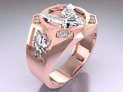 Eagle Ring - Mens Ring - N577 3D print model