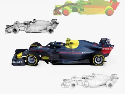 Formula 1 car 2018 Low-poly 3D model