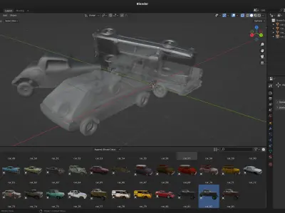 Realistic Destroyed Cars 3D Assets Pack For Blender Vol 1 Low-poly 3D model
