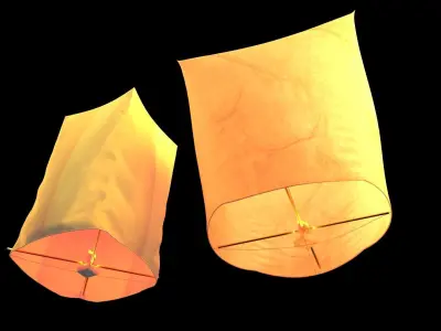 Chinese sky lantern  Low-poly 3D model