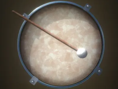 Drum And Stick Low And High Poly PBR painted Low-poly 3D model