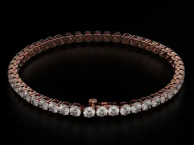 Tennic Braclet round gem 4mm 3D print model