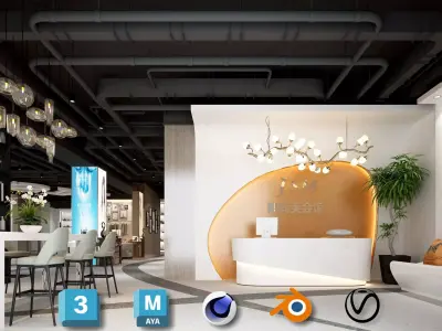 Beauty Salon 3D Scene Collection Low-poly 3D model