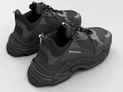 balenciaga triple s black 3D model