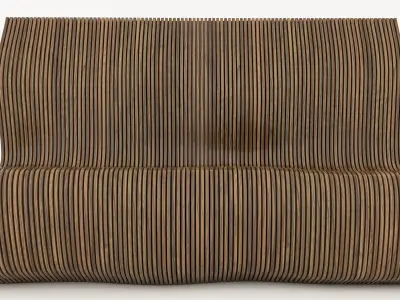 Parametric Sculptural Wall  and Parametric Wooden Bench 3D  Low-poly 3D model