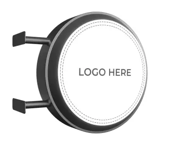 Round Light Box Sign 3D model