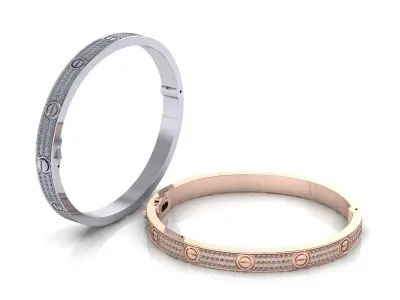 Love C Bracelet Pave 19cm 3D print model