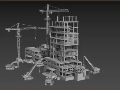 construction site 3D model by akshathrao26