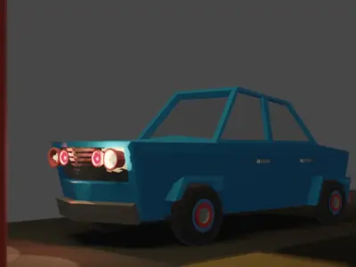 Low poly car street Low-poly 3D model