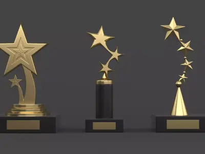 Gold Trophy Cups 3D model get