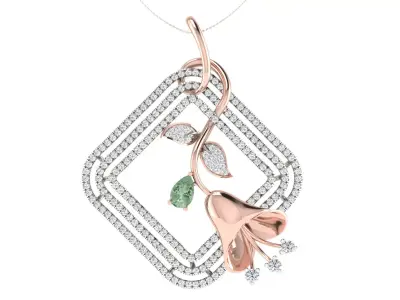 Solitaire Women Pendant 3dm STL OBJ FBX Renders Details 3D print model 8