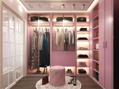 Girl Dressing room interior scene 3D model 3D model