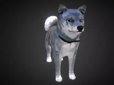 Dog Grey Low Polygon Art Low-poly 3D model
