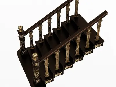 Carved Stair 02 Black Low-poly 3D model