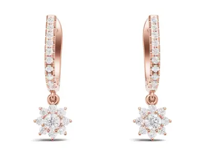 Diamond Cluster Bali Earrings For Women 3D print model