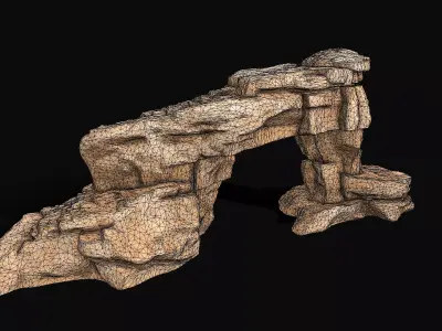 Desert Cliff Stylized Rock Low-poly 3D model