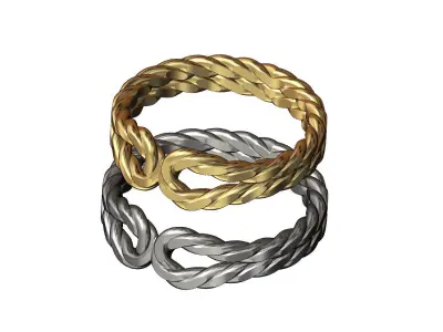 Faceted Twisted wire double loop band 3D print model