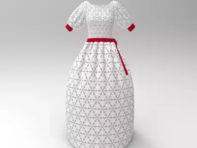 3D white dress 3D model