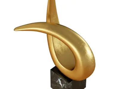 Modern table sculpture gold black 3D model