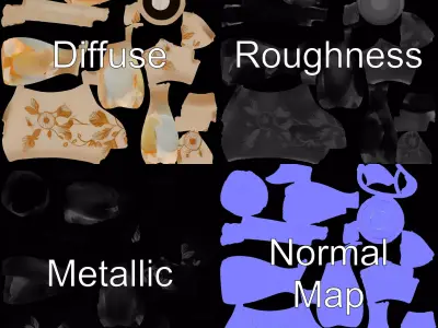 Ornate Floral Pitcher model pack Low-poly 3D model