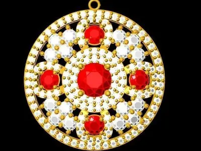 Luxury Round Gemstone Pendant Jewelry 3D Model 906 3D print model