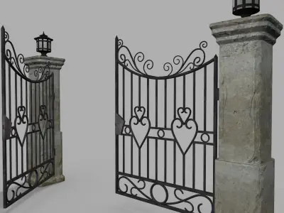 Driveway Gate Old Free low-poly 3D model