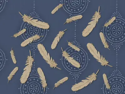 Feathers Wall Art Small Gold Leaf Set Of 2 3D model