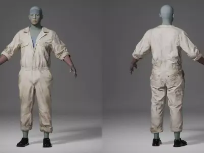 Industrial Welder Painter Outfit - Male Workwear Set Low-poly 3D model
