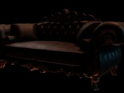 Baroque Leather Sofa  Game Ready  Archviz Asset Low-poly 3D model