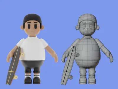 3d character Man Surfskate 3D model