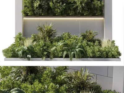 Vertical Wall Garden With Wood frame - Outdoor garde Low-poly 3D model