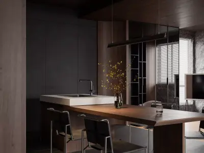Modern living room dining room interior scenes 185 3D model