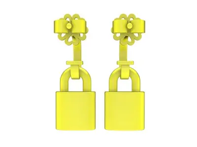 A7498 Luxury Stud Women Lock Earrings 3D Model 3D print model