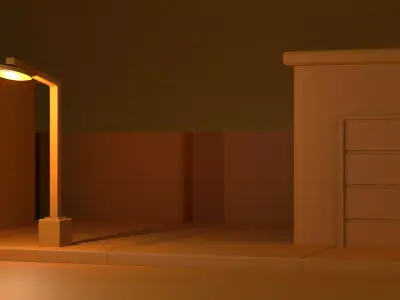 Night Street Lowpoly 3D Model Free low-poly 3D model
