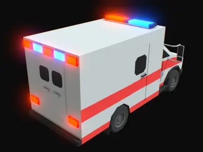 Ambulance Low Poly Low-poly 3D model