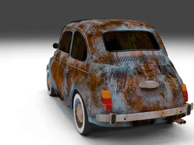 Rusty FIat 500 Nuova Low-poly 3D model