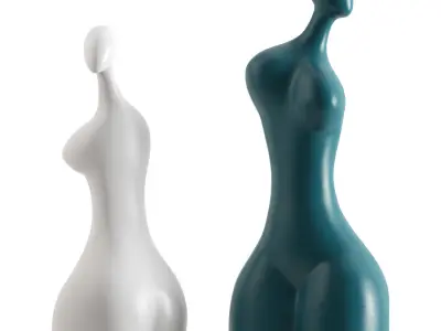 Modern ceramic abstract female statues 3D model
