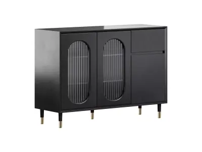 Wood Glam Sideboard Credenza 2 3D model