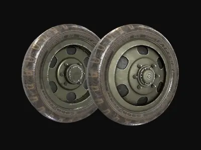 Military Truck Wheel PBR Low-poly 3D model Low-poly 3D model