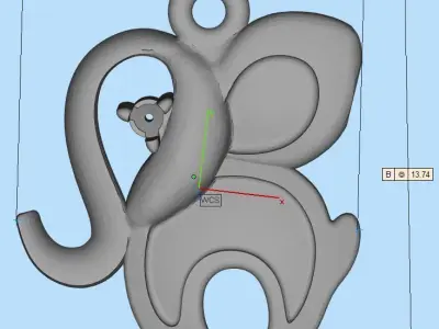 baby elephant pendant 3D print model