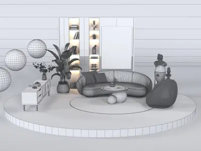 Living Display Model 3ds max Scene 3D model