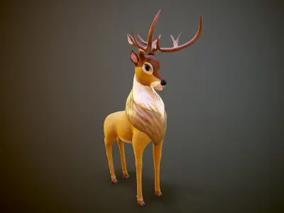 cartoon deer Low-poly 3D model