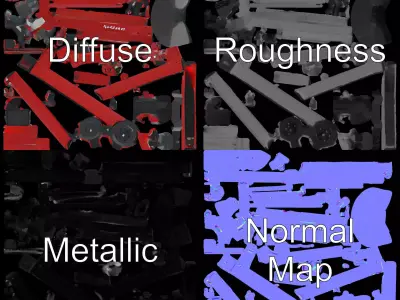 Red Rower Exercise model pack Low-poly 3D model