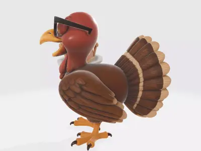 Cool Turkey with Sunglasses Holding Pumpkin 3D print model